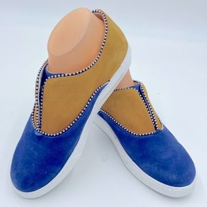 Girotti Ukraine Flag Colors Yellow Blue Casual Suede Slip on Shoes EU39 39 US 9